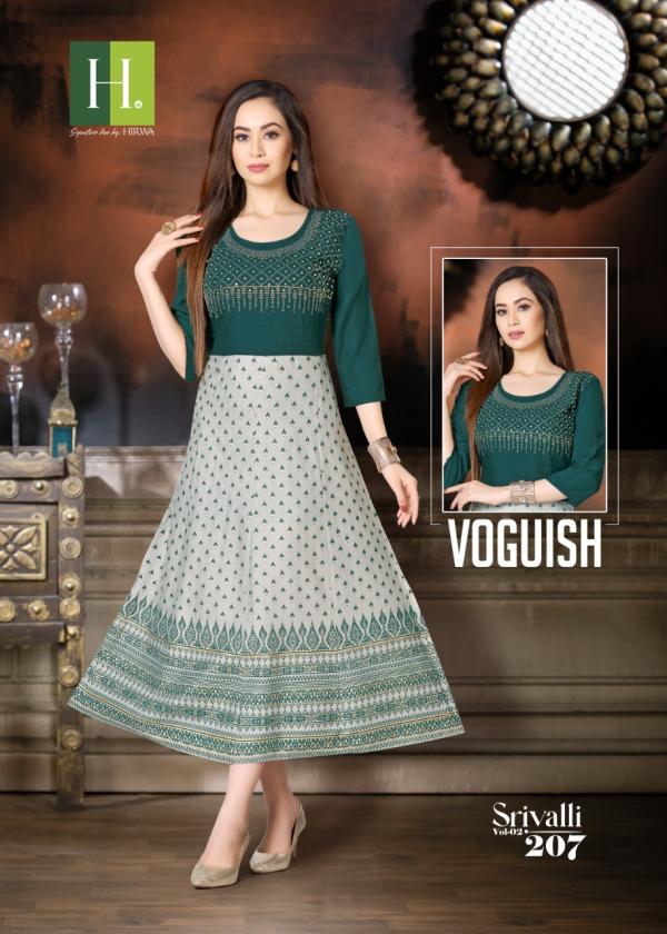 Hirwa Srivalli Rayon Designer anarkali Kurti Collection